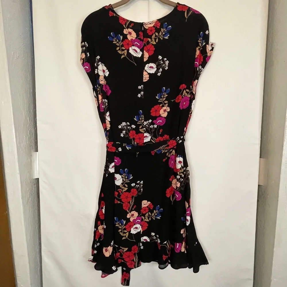 Popsugar Black Floral Tie Waist Dress NWT Size M